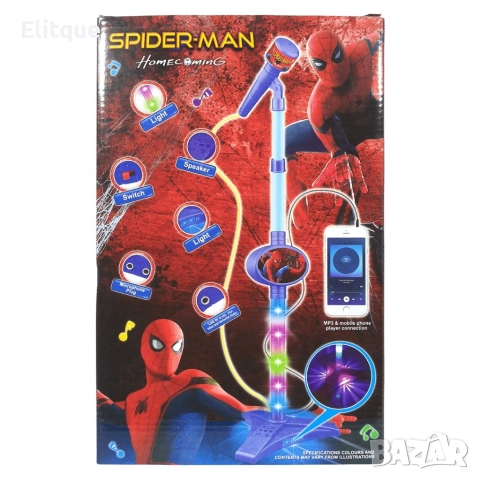 Детски светещ микрофон на стойка спайдърмен, снимка 6 - Други - 52865733