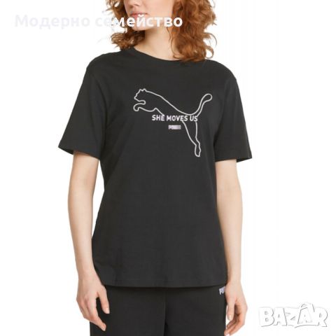 Дамска тениска puma her graphic tee black, снимка 1 - Тениски - 46805911