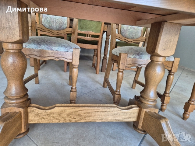 Трапезна разтегателна маса + 4 стола, снимка 7 - Маси - 52519178
