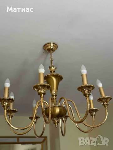 Масивен полилей за 8 крушки, снимка 2 - Полилеи - 51172844