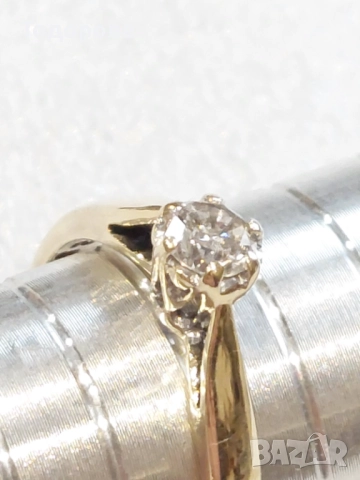 Златен дамски пръстен с брилянт 0.25 карата,злато проба 375, снимка 4 - Пръстени - 52592165