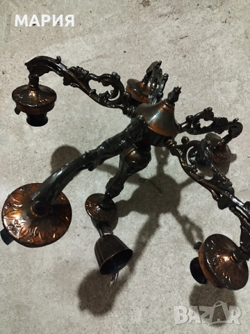 Страхотен метален винтидж полюлей , снимка 10 - Лампи за таван - 53690360