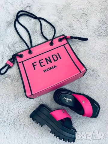 чехли на платформа fendi chnl, снимка 7 - Чехли - 49008356