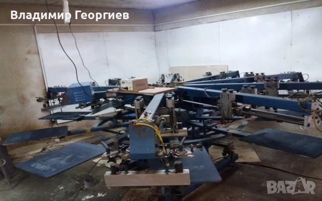 Напълно оборудвана линия за Ситопечат на тениски автоматичен карусел M& R 8 цвята 10 плота