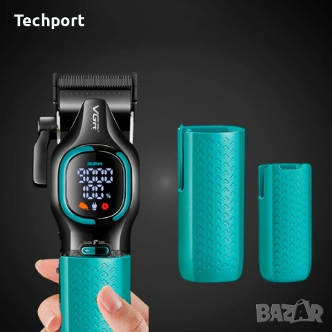 Комплект машинка за подстригване + тример VGR V-886 S2 Grip Turbo 9000RPM – Зелен, снимка 4 - Машинки за подстригване - 53588983