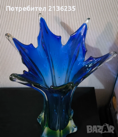 Мурано ваза от ураново стъкло – 28 см, снимка 6 - Антикварни и старинни предмети - 51946809