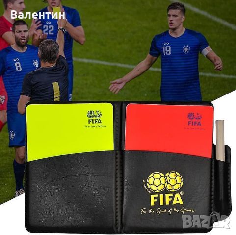Картони за футболни съдии тефтер червен жълт картон съдия футбол, снимка 2 - Футбол - 46215879