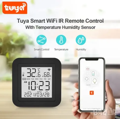 Смарт WiFi дистанционно със сензор температура и влажност TUYA / Smartlife, снимка 2 - Друга електроника - 47714461