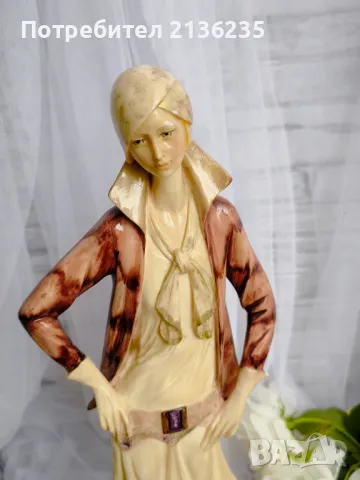 Фигура Santini – 48 см, Италия, арт деко, снимка 13 - Антикварни и старинни предмети - 50425125