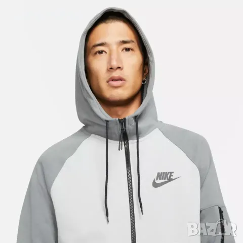 Nike Full Zip Hoodie Grey Mens DD5284-077 Оригинал Код 678, снимка 2 - Спортни дрехи, екипи - 47999459