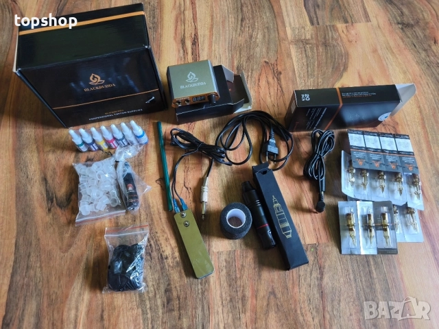 Комплект за татуировки Blackbudda Tattoo Gun kit - професионален комплект 100% работещо..., снимка 4 - Друго оборудване - 51595300