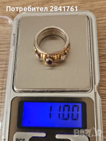 Пръстен сребро и злато, снимка 8 - Пръстени - 50706424