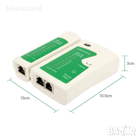 Incutex Ethernet мрежов тестер LAN CAT5 CAT5E RJ45 RJ11 НОВ ТРАНСПОРТЕН ДЕФЕКТ, снимка 2 - Друга електроника - 51509152