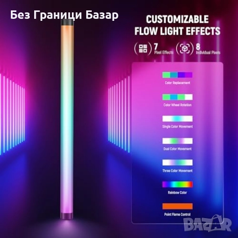 Ново Професионално RGB студийно осветление 200W с дистанционно и ефекти, снимка 2 - Светкавици, студийно осветление - 51758641
