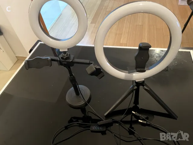 2 рингови лампи със статив (2 ring lamps with tripod), снимка 1 - Селфи стикове, аксесоари - 46959230