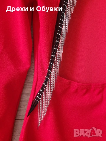 Официална червена рокля с гол гръб и камъни , снимка 8 - Рокли - 54074113