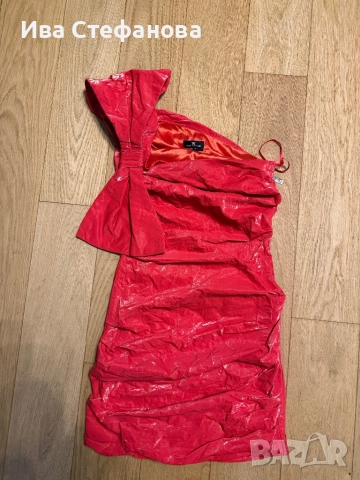 Елегантна парти коктейлна малинова червена официална къса рокля , снимка 3 - Рокли - 52772628