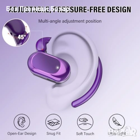 Нови Безжични open-ear слушалки 36H, ENC микрофони, водоустойчиви за спорт музика, снимка 6 - Bluetooth слушалки - 52470737