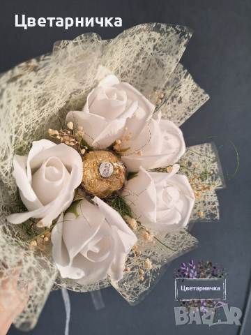 Бюджетни букети от ароматни сапунени рози и бонбон , снимка 7 - Подаръци за жени - 44954618