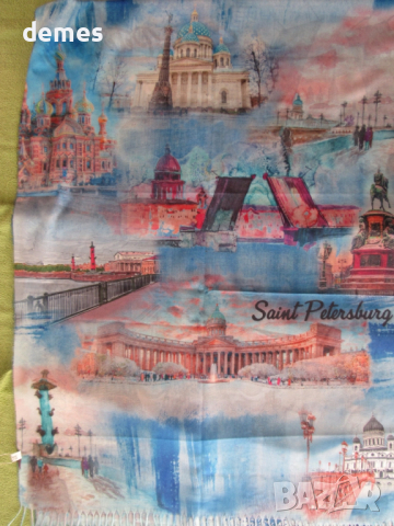 Фин двулицев шал с принт кашмир и вълна от Сант Петербург,Русия, снимка 11 - Шалове - 52298501