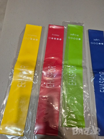 Комплект от 5 ластика EHASPOR за тренировки, йога и пилатес, еластични, многоцветни, с чанта , снимка 2 - Фитнес уреди - 53637685