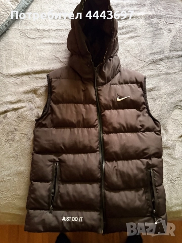 Nike мъжки пухен елек с качулка – черен, отлично състояние