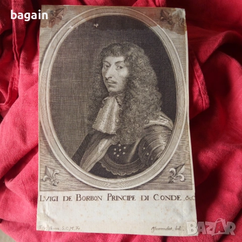 Принц дьо Конде. Старинна гравюра.