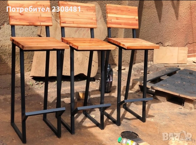 бар столове от масив и желязо , снимка 11 - Столове - 53535024