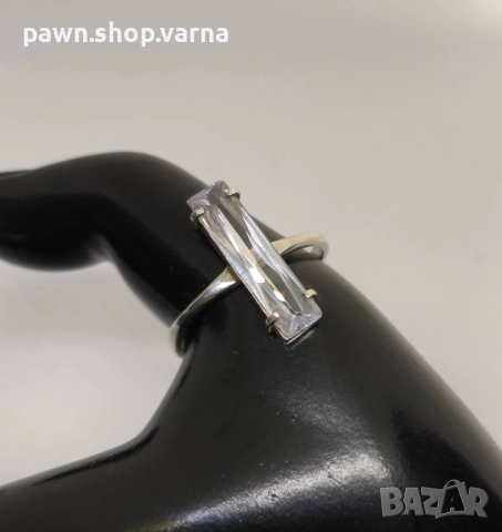 Елегантен сребърен пръстен с камък – 925 проба, снимка 6 - Пръстени - 51859620