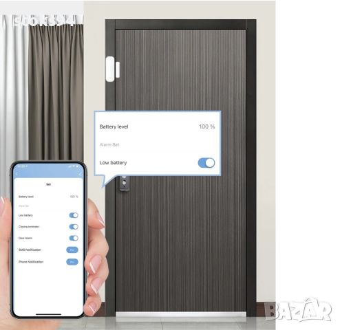 Smart WiFi Сензор за врата/прозорец с монтаж и настройки