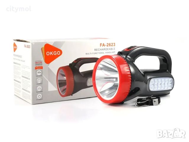 Мощен LED фенер с два режима на работа OKGO FA-2623 зареждане директно в контакта, снимка 2 - Къмпинг осветление - 45115062