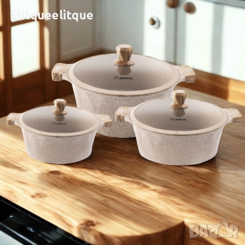 Готварски комплект касероли PEARL SERIES Lexical – Лукс, ефективност и стил в кухнята, снимка 5 - Съдове за готвене - 52185327