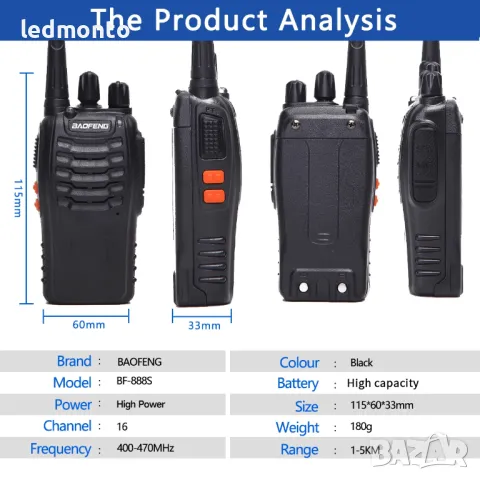 2 броя Baofeng V2  радио станция уоки токи   радио, Използван за Лов, снимка 4 - Екипировка - 48999280