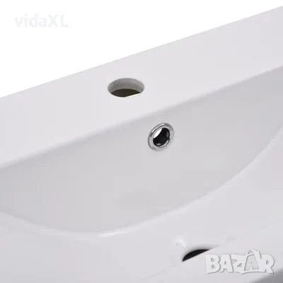 vidaXL Мивка за вграждане, 81x39,5x18,5 см, керамична, бяла（SKU:145062）, снимка 4 - Мивки - 48771558