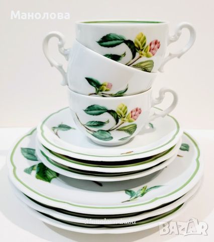 Три тройни комплекта и плато Heinrich Villeroy & Boch Flora Camelia., снимка 16 - Сервизи - 45349892