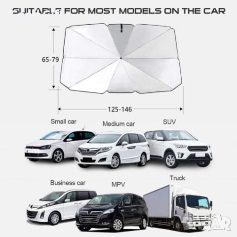 UV Чадър сенник за предно стъкло на автомобил, снимка 7 - Аксесоари и консумативи - 46168956