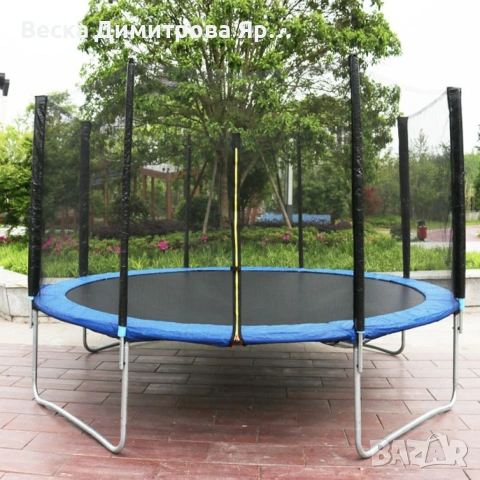 Ултра здрав портативен батут със защитна мрежа батут с размер 2,44 м. в диаметър + стълбичка, снимка 2 - Други спортове - 53659770