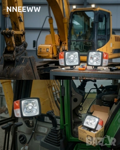 Кристални Фарове с вграден Мигач и Габарит за Багер, Трактор и Камион 