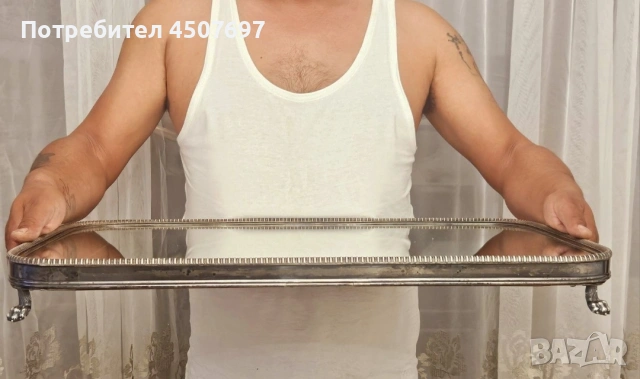 Посребрен Поднос 1880г., снимка 5 - Антикварни и старинни предмети - 53056524