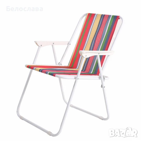 Плажен сгъваем стол цветни райета - комфорт и стил навсякъде с теб!, снимка 1
