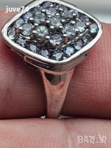 СРЕБЪРЕН ПРЪСТЕН СЪС ЗЕЛЕНИКАВО-СИНИ ГРАНАТИ СМЕНЯЩИ ЦВЕТА СИ  СЕРТИФИКАТ, снимка 7 - Пръстени - 53563946