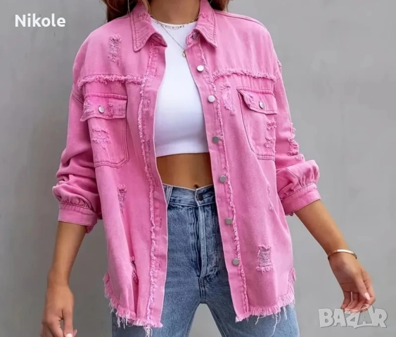 Дамско розово яке - дънково, снимка 3 - Якета - 53752989