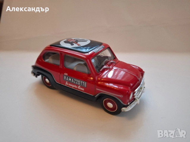 Fiat 600 Ramazzotti червена мащаб 1:43 играчка количка модел, снимка 2 - Колекции - 50640453