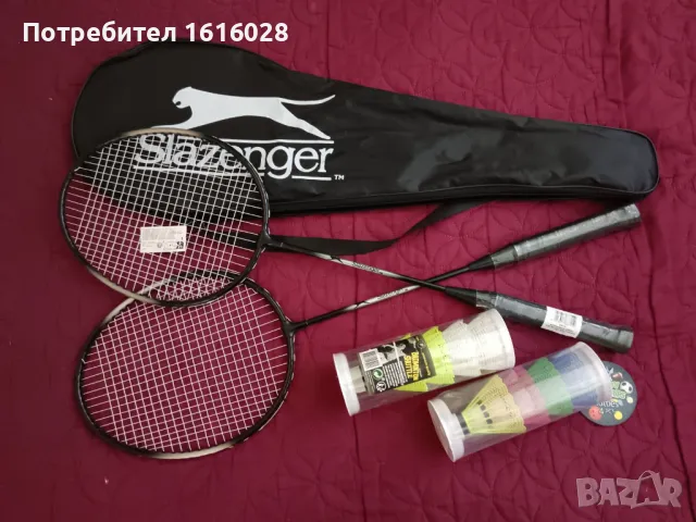 Нов комплект за Бадминтон,федербал на марката Slazenger и перца., снимка 1 - Тенис - 47426289