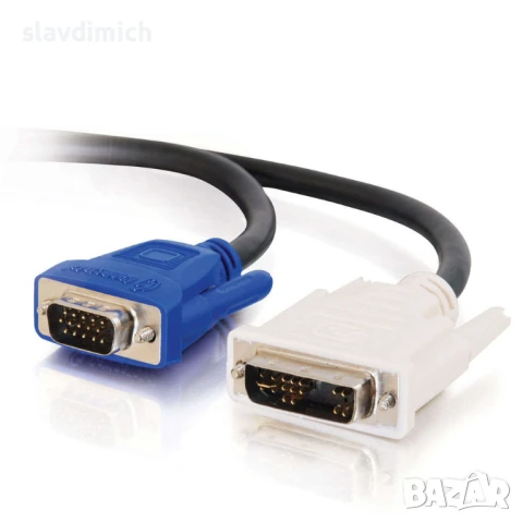 НОВ DVI to VGA кабел 1,5 метра за компютър или мултимедия