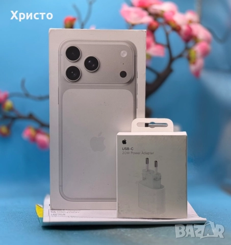 НОВ!!! Apple iPhone 17 Pro Max, 512GB, 5G, Silver + подарък оригинален адаптер Apple 