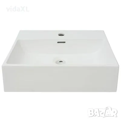 vidaXL Мивка с отвор за кран, керамична, бяла, 51,5x38,5x15 см(SKU:142346), снимка 3 - Мивки - 48994902