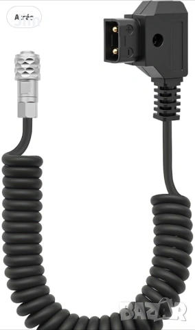 BMPCC - 4k/6k спирален захранващ кабел за Blackmagic Pocket Cinema Camera и батерия Gold Mount V-Mou