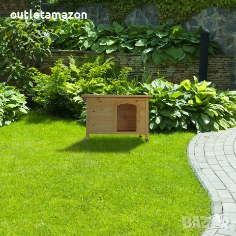 Кучешка къщичка Relaxdays, дървена къща, асфалтов покрив, устойчива на атмосферни влияния , снимка 2 - За кучета - 52556812