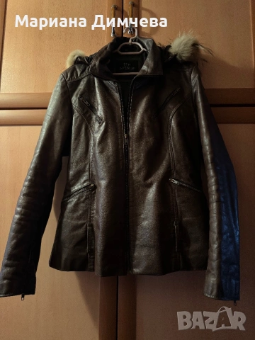Бутиково дамско яке от естествена кожа с качулка и естествен пух, снимка 9 - Якета - 53240681